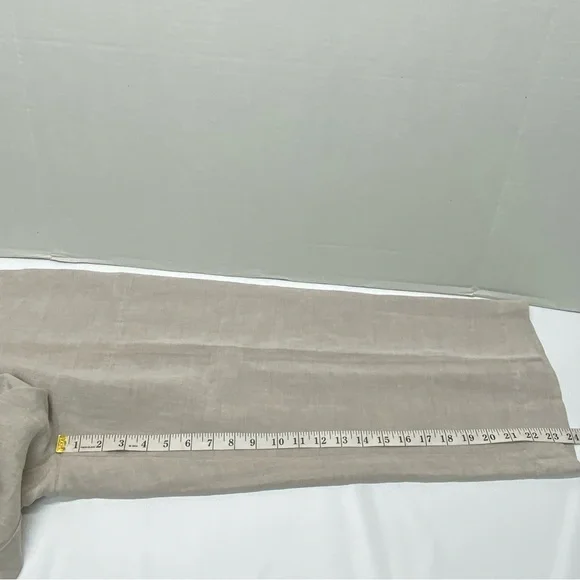 Van Heusen Womens Linen Blend Size 12 Wide Leg Beige Capri Pant Casual Loose Fit - Picture 10 of 11